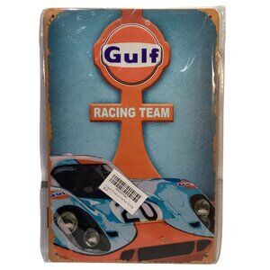 Nostalgic Gulf Racing Team Media Golden Era Pin Up Art Tin 12"x 8" Sign New